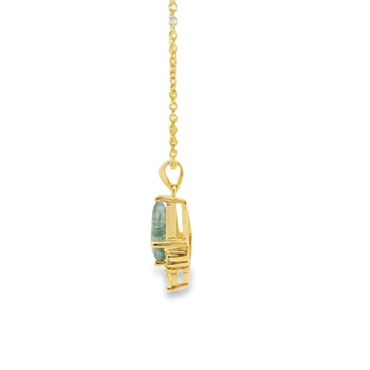 Moss Agate and Diamond Pendant