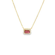 Ruby and Diamond Halo Pendant