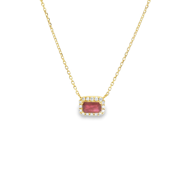 Ruby and Diamond Halo Pendant