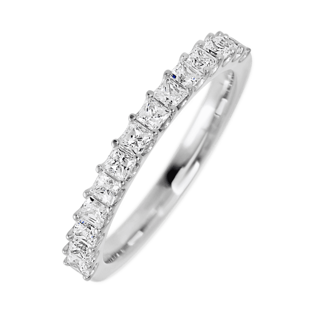 14K White Gold band with 14 Princess Diamond having TCW-.84