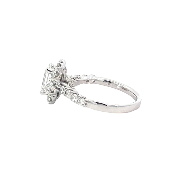 Emerald Cut Halo Lab Grown Engagement Ring