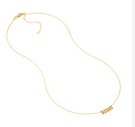 Yellow Gold Ruby Dangle Necklace
