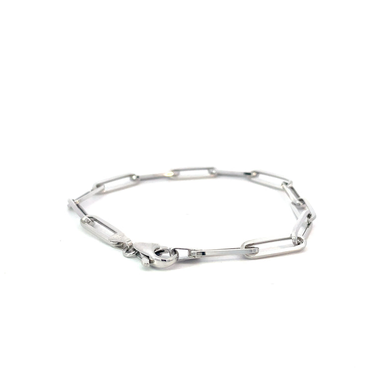 White Gold Paperclip Bracelet