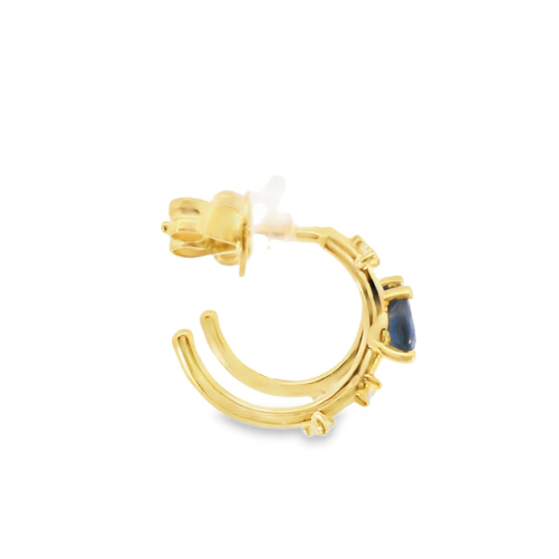 Huggies with Sapphires and Diamonds