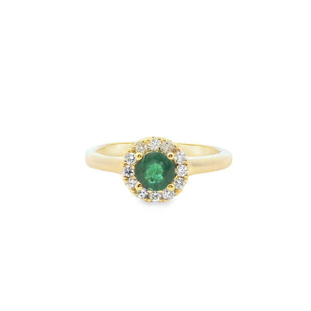 Emerald and Diamond Halo Ring
