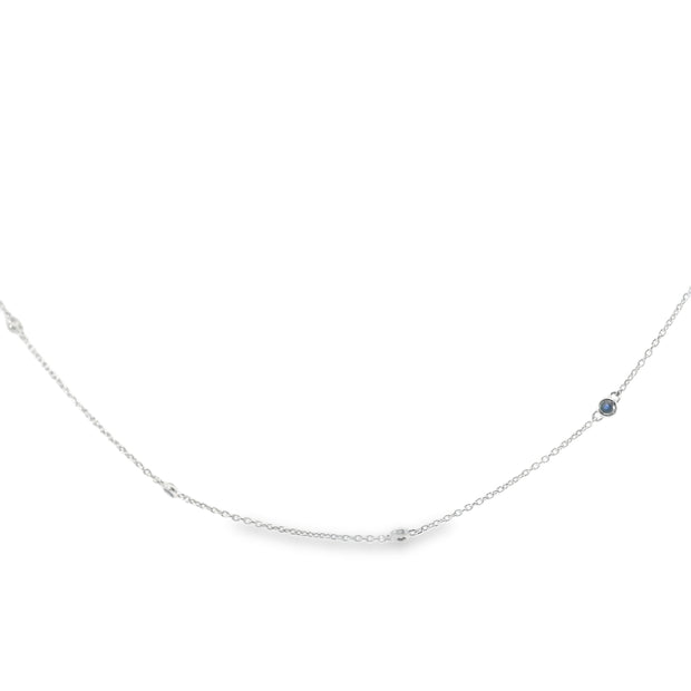 Sapphire and Diamond Bezel Station Necklace