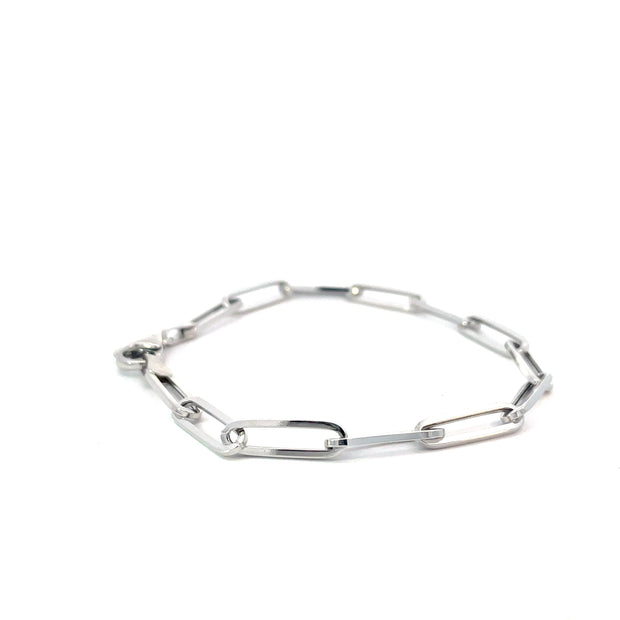 White Gold Paperclip Bracelet