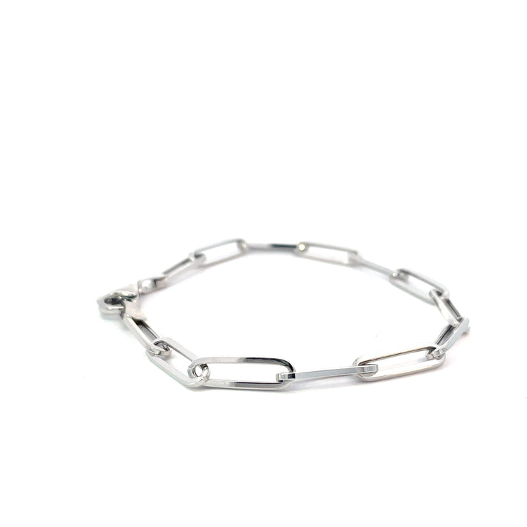 White Gold Paperclip Bracelet