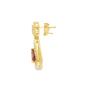 Pink Tourmaline Drop Earrings with Diamonds