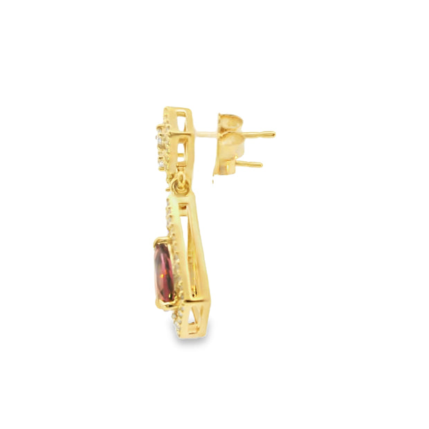 Pink Tourmaline Drop Earrings with Diamonds