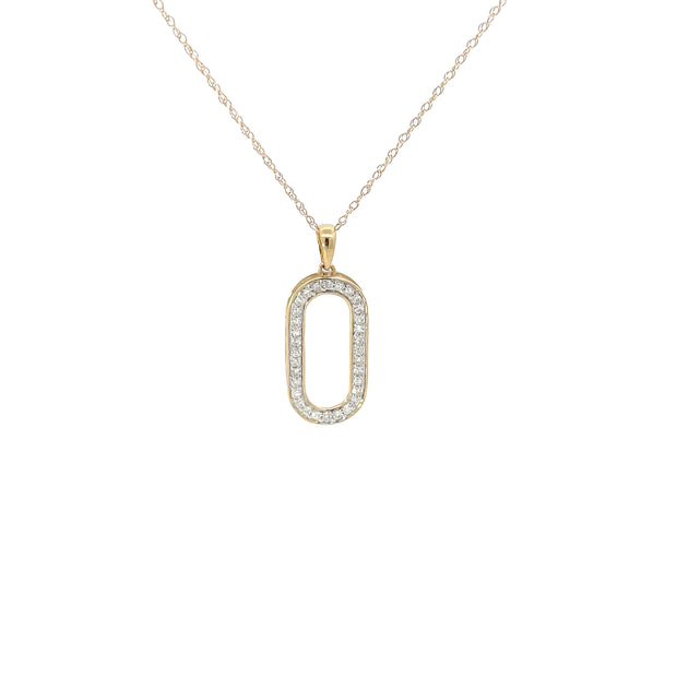 Yellow Gold Diamond Oval Pendant Necklace