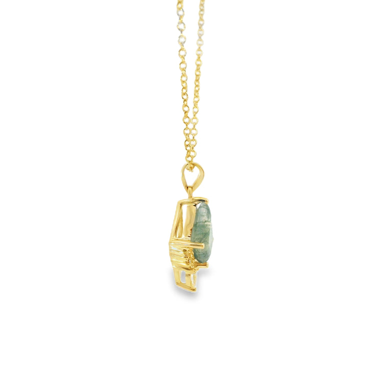 Moss Agate and Diamond Pendant
