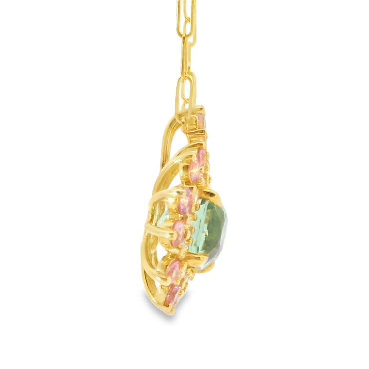 Mint and Pink Tourmaline Pendant