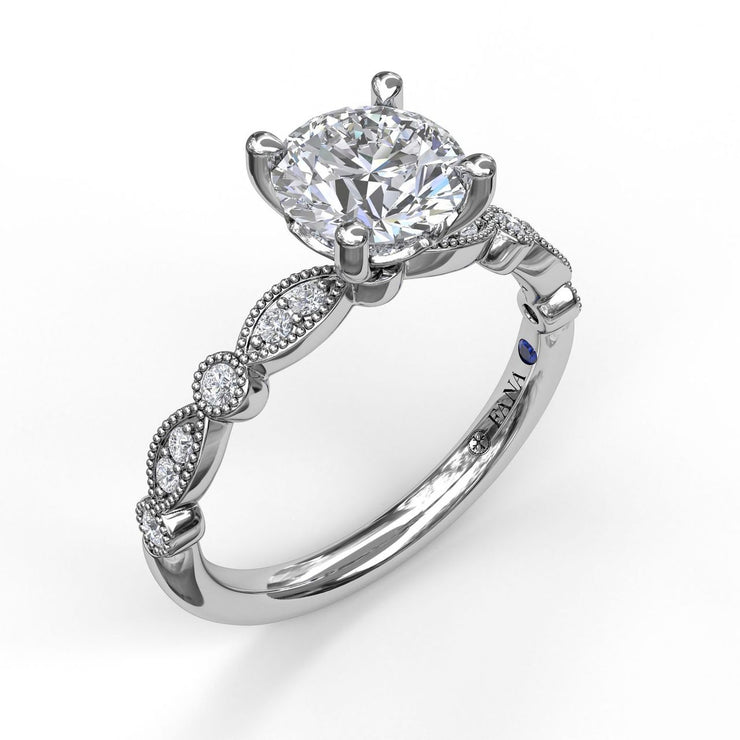 14 Karat White Gold Semi-Mount Ring