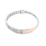 Pave Bangle Bracelet with Diamond Clovers