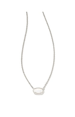 Kendra Scott "Grayson" Rhodium Tone White Mother of Pearl Pendant