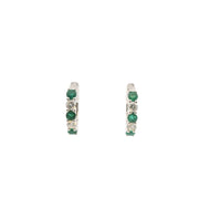 Huggies with Emeralds and Diamonds