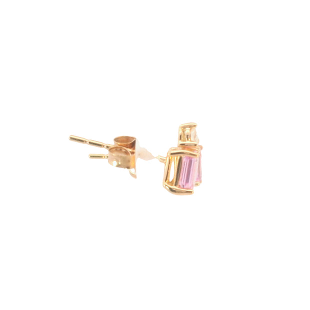 Pink Sapphire and Diamond Studs