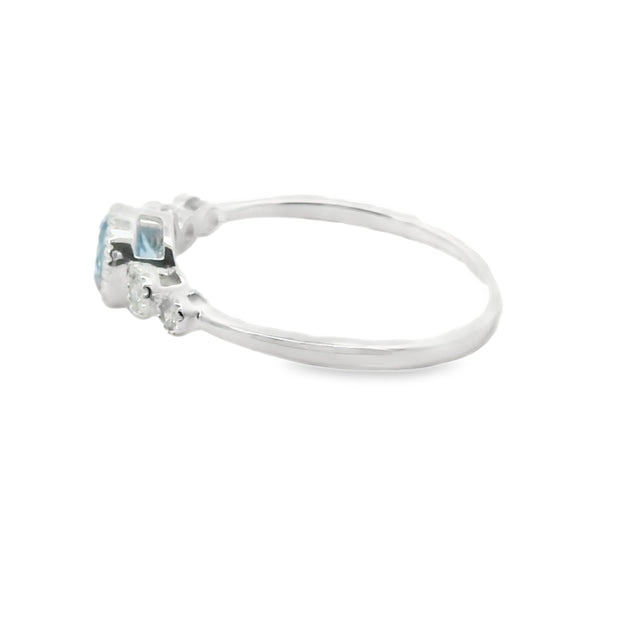 Blue Topaz and Diamond Ring