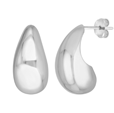 White Gold Teardrop Dome Earrings