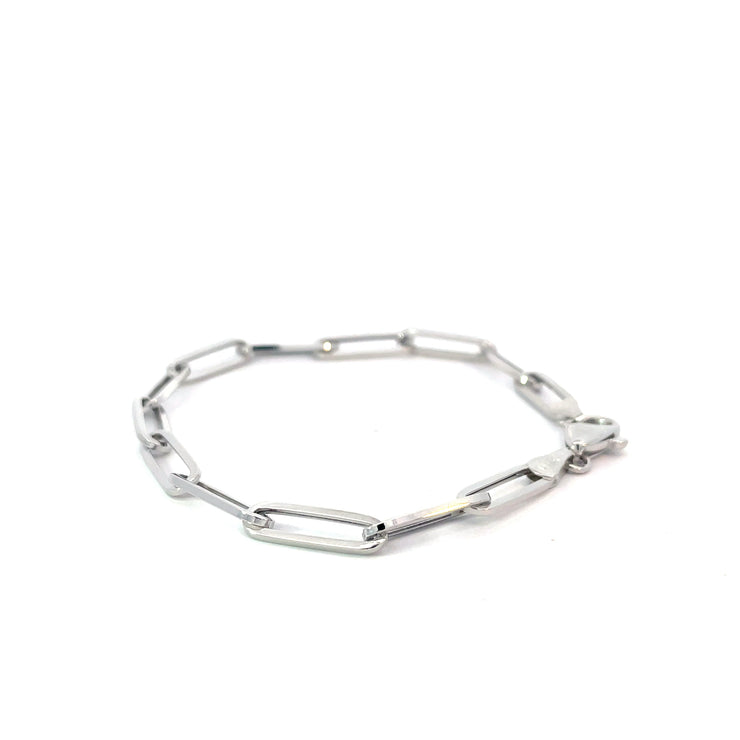 White Gold Paperclip Bracelet