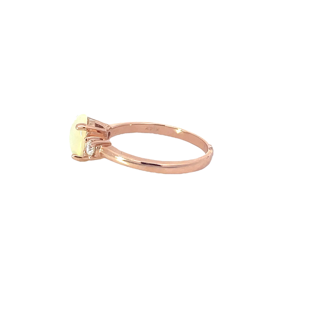 Rose Gold Diamond Opal Three Stone Ring