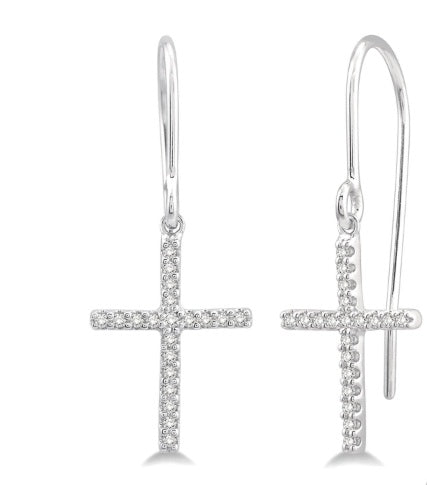 Cross Petite Diamond Fashion Earrings