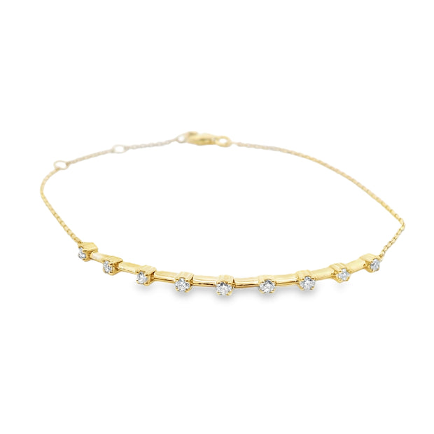 Diamond Bar Bracelet on Cable Chain