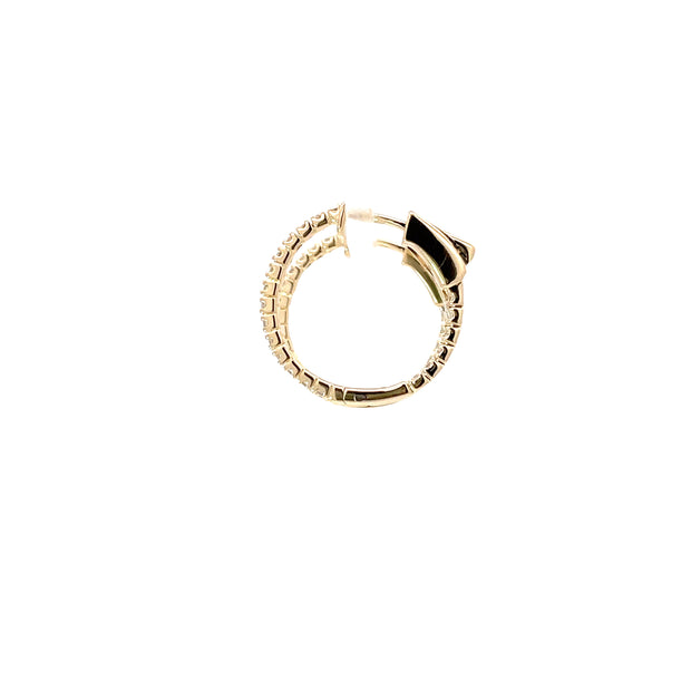 14 Karat Yellow Gold Diamond Hoops