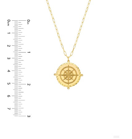 14 Karat Compass Pendant Necklace
