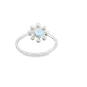 Blue Topaz and Diamond Flower Ring