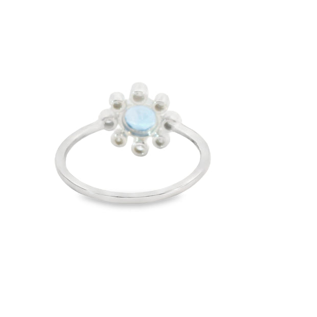 Blue Topaz and Diamond Flower Ring