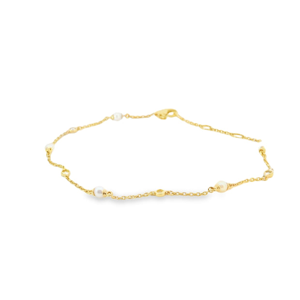 Pearl and Diamond Station Bracelet