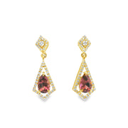Pink Tourmaline Drop Earrings with Diamonds