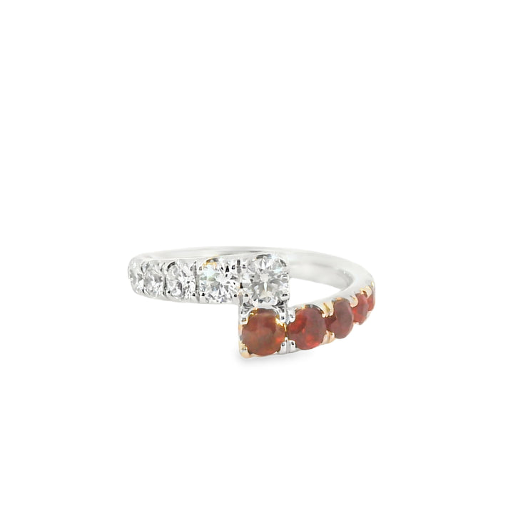 Rubies And Diamond Bypass Ring