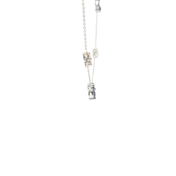 Sapphire and Diamond Cluster Station Necklace
