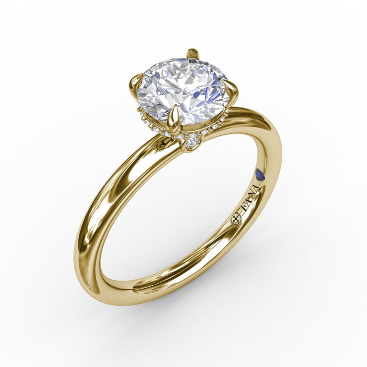 FANA Hidden Halo 14 Karat Yellow Gold Semi-Mount Ring