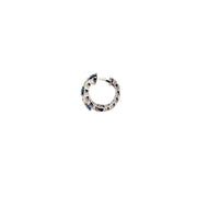 14k White Gold Oval Emerald Diamond Stud Earring