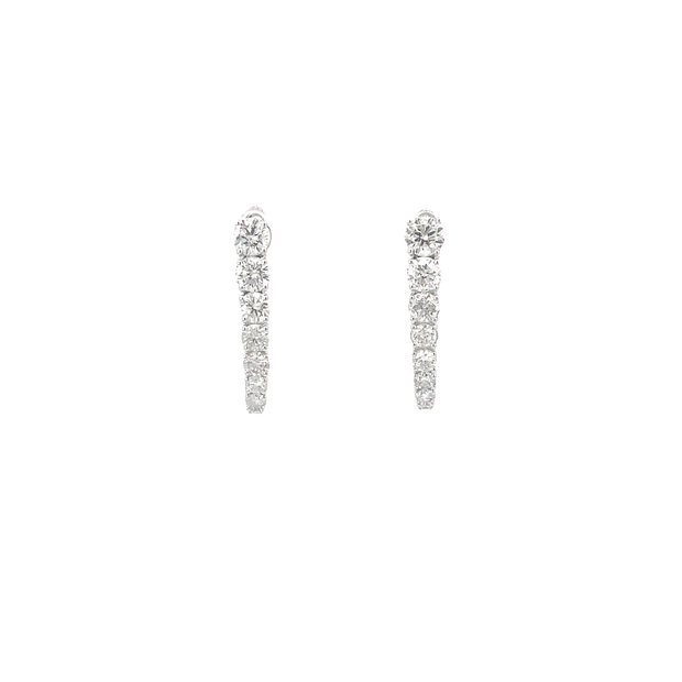 White Gold Graduating Diamond Hoops