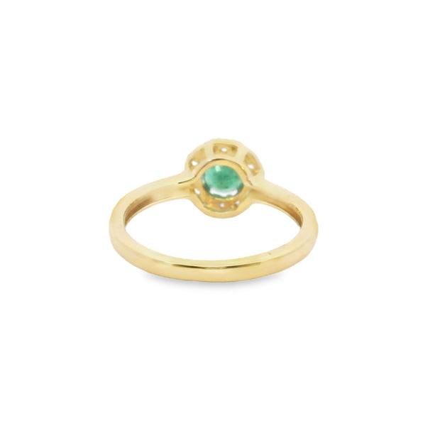 Emerald and Diamond Halo Ring