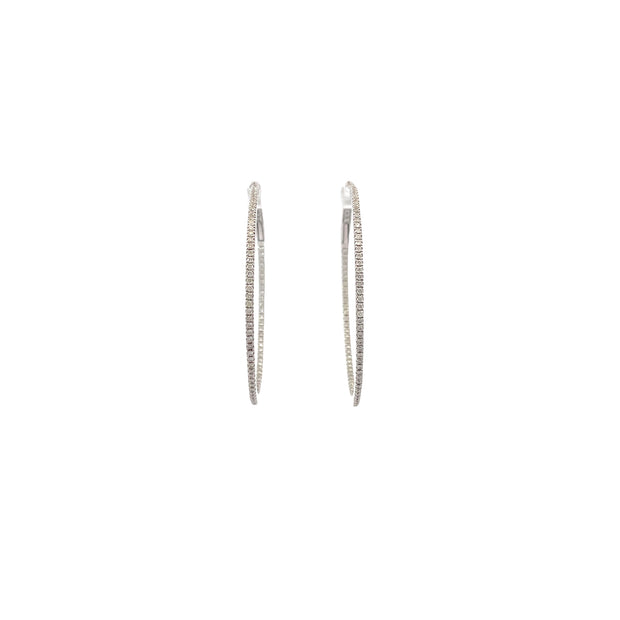 18 Karat White Gold Diamond Hoops