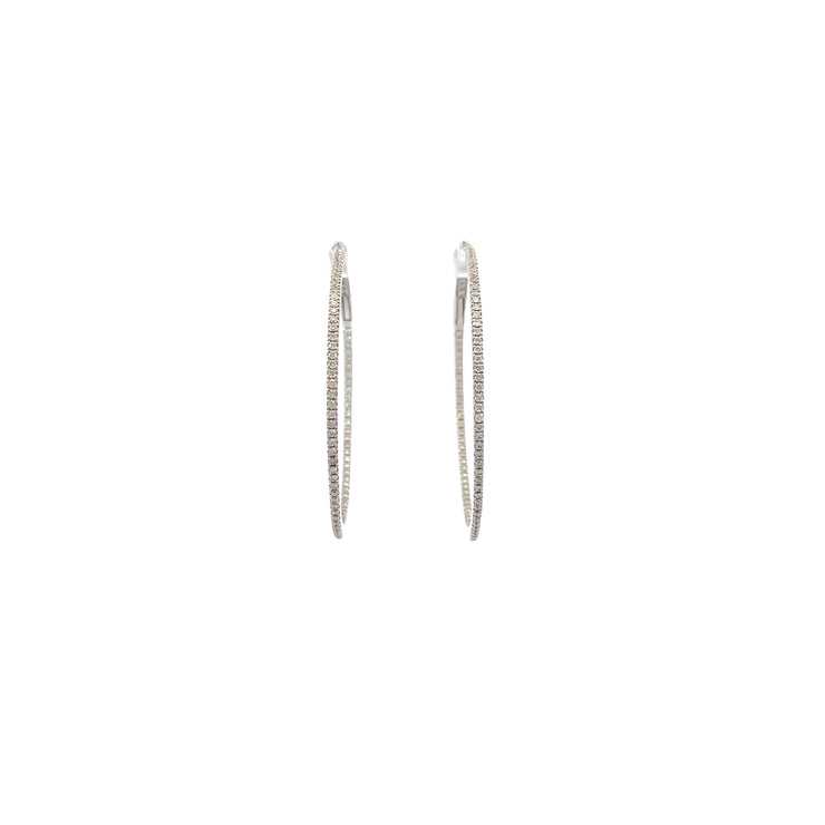 18 Karat White Gold Diamond Hoops