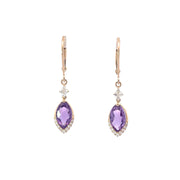Amethysts and Diamonds Drop Earrings