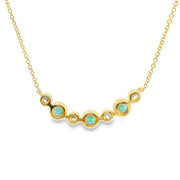 Bezel Set Emerald and Diamond Bar Pendant