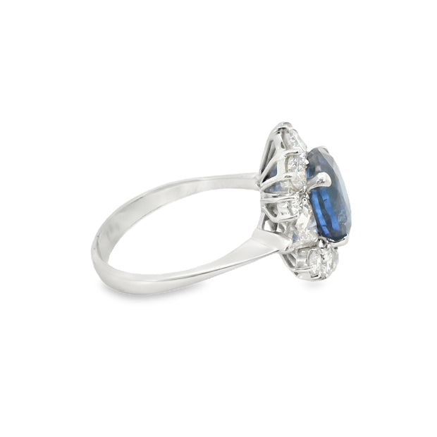Sapphire and Diamond Halo Ring