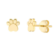Yellow Gold Heart Dog Paw Studs