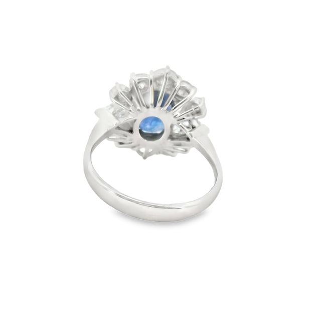 Sapphire and Diamond Halo Ring