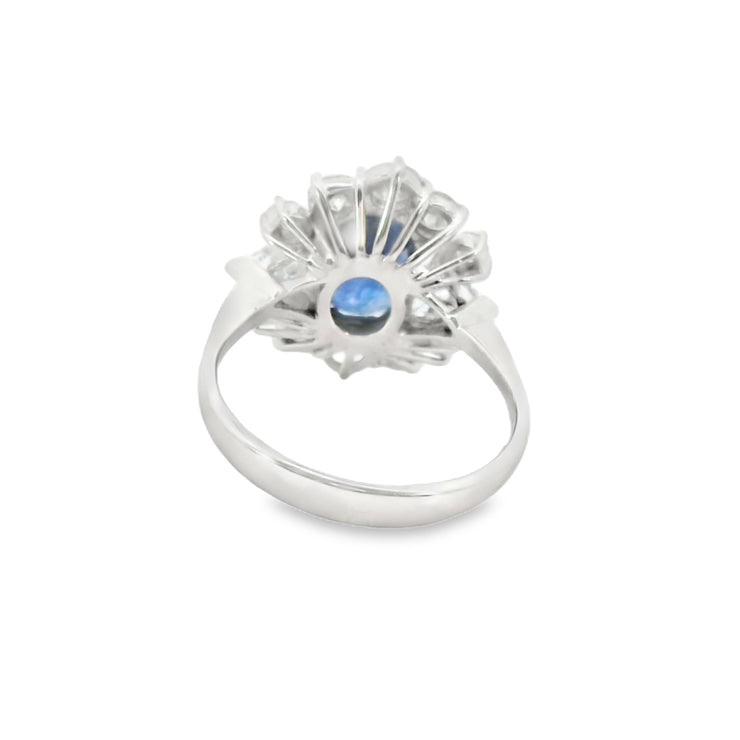 Sapphire and Diamond Halo Ring