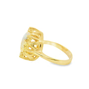 Yellow Gold Opal and Diamond Halo Cocktail Ring