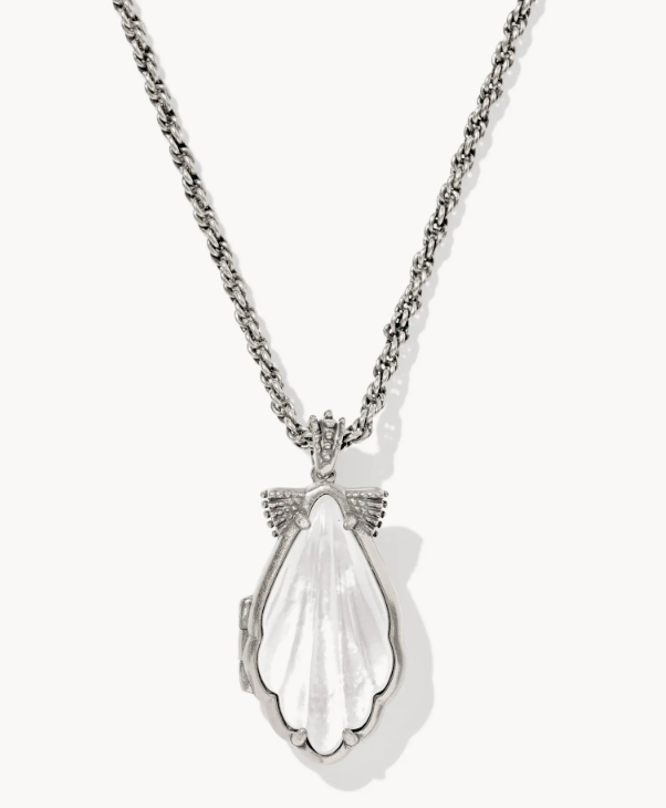 Kendra Scott Alexa Vintage Gold Tone Shell Locket Statement Necklace